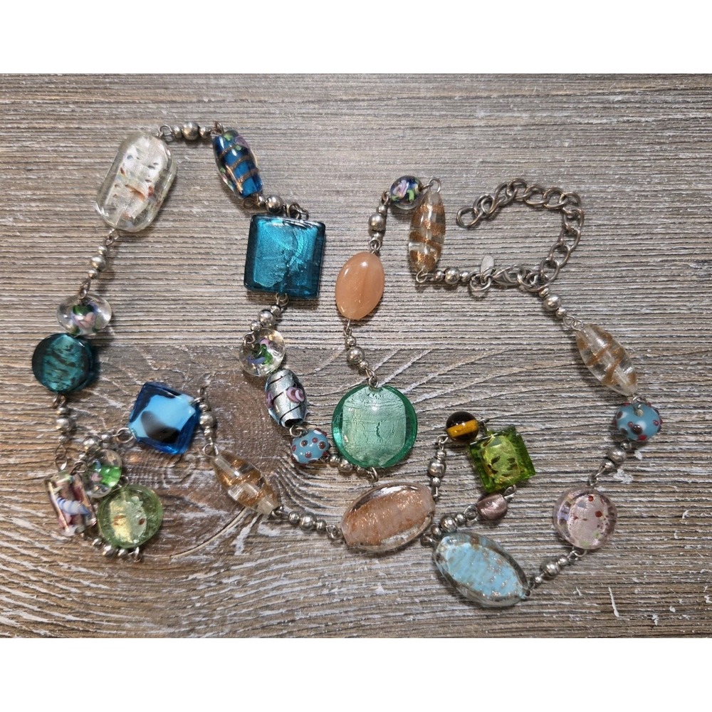 32" Long - Art Glass Necklace - Vintage Premier Designs Layered Artsy